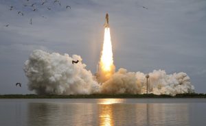 Space shuttle Atlantis is seen as it launches from pad 39A on Friday, July 8, 2011, at NASA's Kennedy Space Center in Cape Canaveral, Fla. The launch of Atlantis, STS-135, is the final flight of the shuttle program, a 12-day mission to the International Space Station. Photo Credit: (NASA/Bill Ingalls)